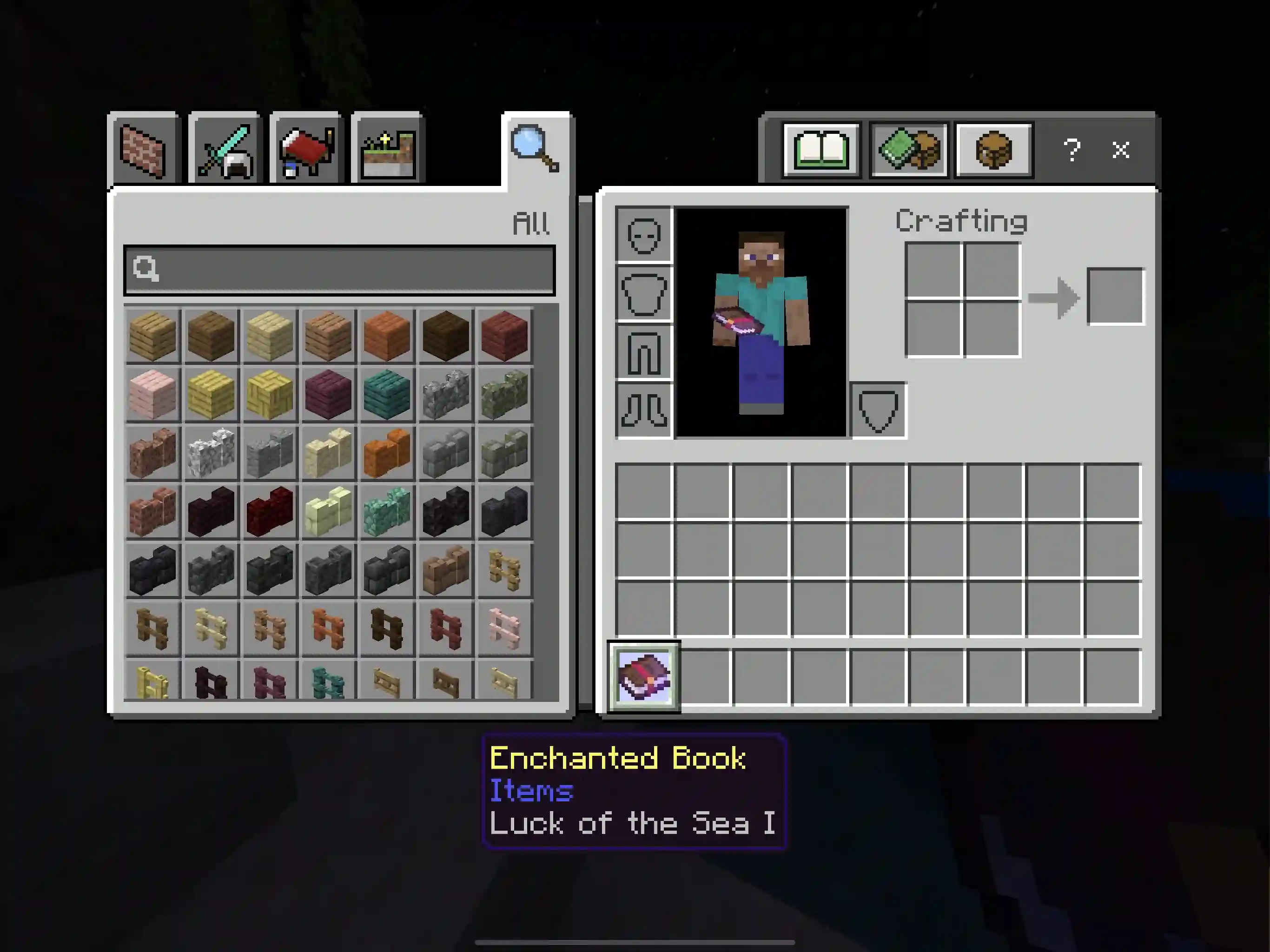 Luck of the sea in Minecraft