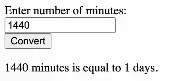 Use Javascript to convert minutes to days